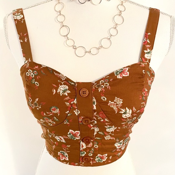 NWT B.O.G Collective Floral Crop Tank Top - Picture 2 of 11